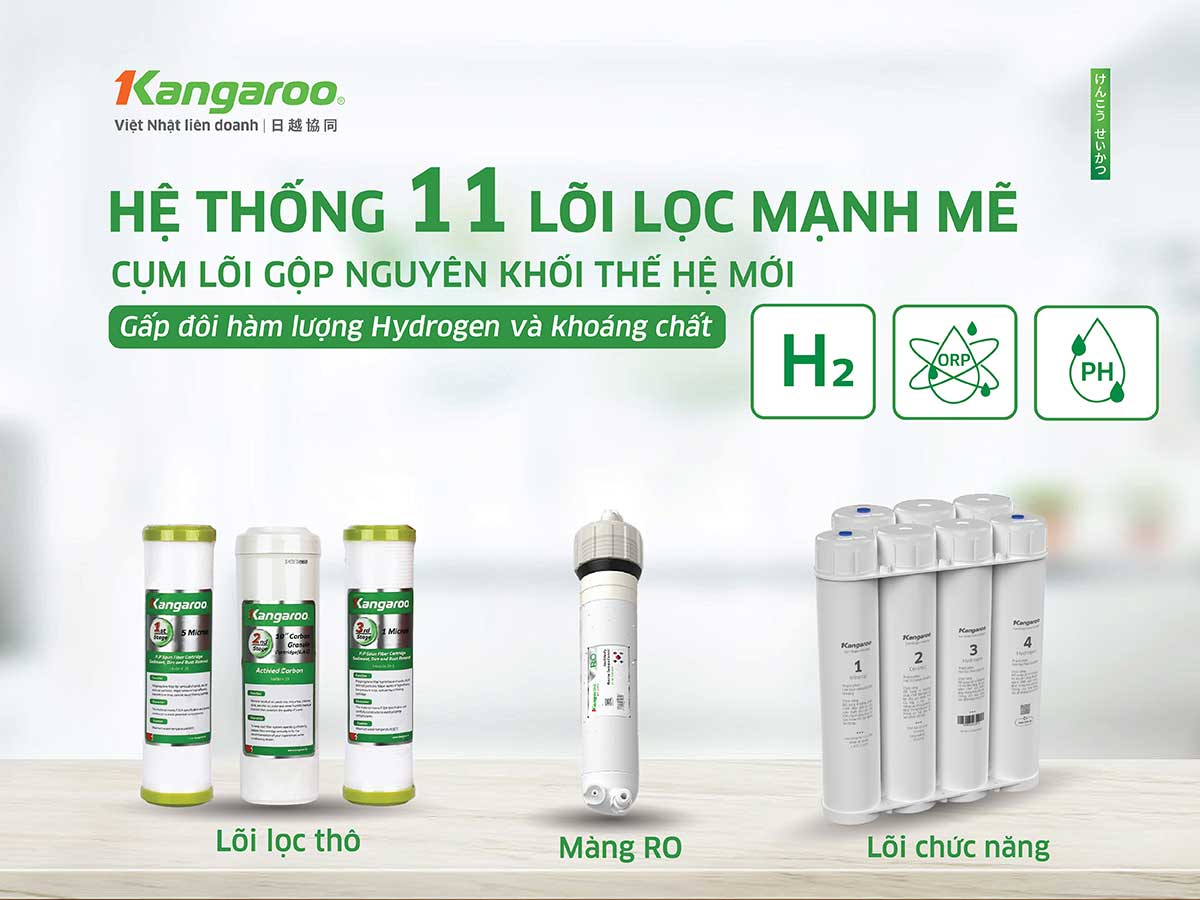 Máy lọc nước Kangaroo Hydrogen ion kiềm nóng lạnh KGHC11S7