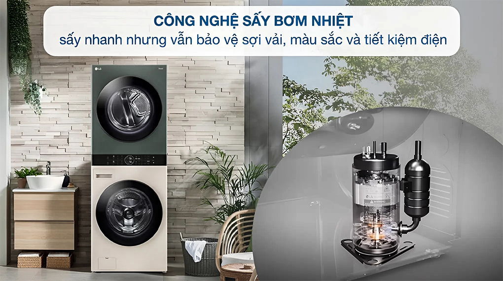 Tháp giặt sấy LG WashTower Inverter giặt 14 kg - sấy 10 kg WT1410NHEG.ABGPEVN