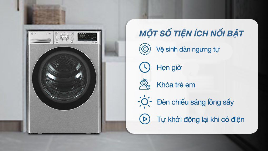 Máy sấy quần áo bơm nhiệt LG 10.5 kg DVHP50P