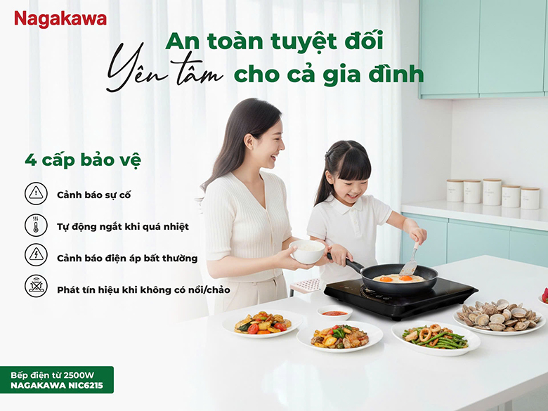 Bếp từ đơn Nagakawa 2500W NIC6215