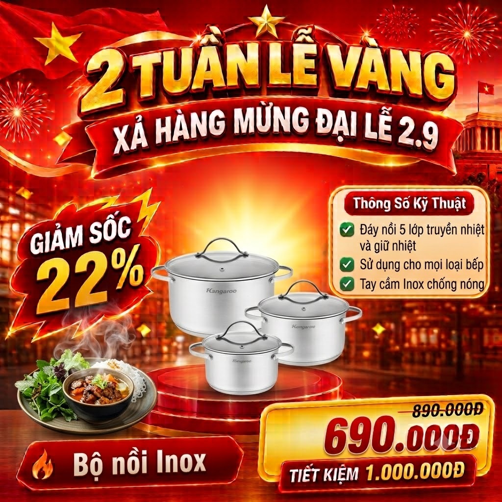 Bộ nồi Kangaroo KG2IP3S2