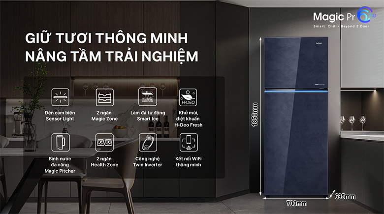 Tủ lạnh Aqua Biến tần 480 lít AQR-TA546FA(KGL)U1