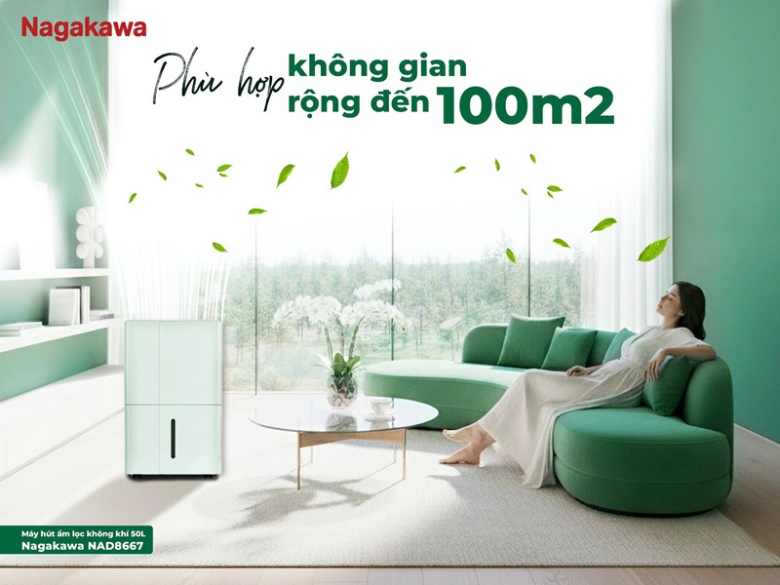 Máy hút ẩm lọc không khí Nagakawa 50 lít NAD8667
