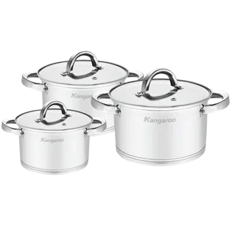 Bộ nồi inox cao cấp đáy liền Kangaroo KGCS3IP