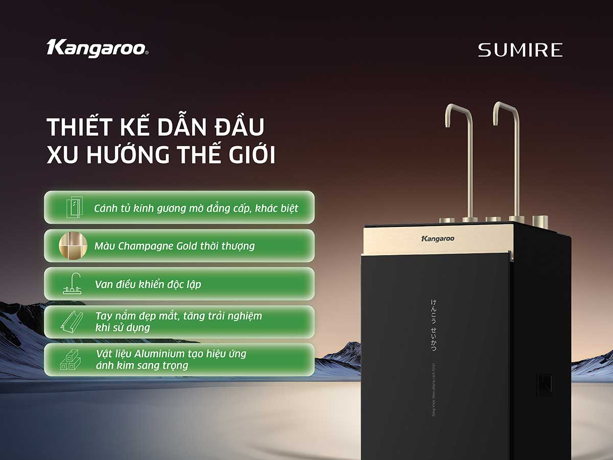 Máy lọc nước Kangaroo Sumire Hydrogen ion kiềm nóng lạnh KGHC13A3