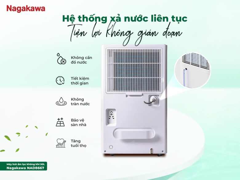 Máy hút ẩm lọc không khí Nagakawa 50 lít NAD8667