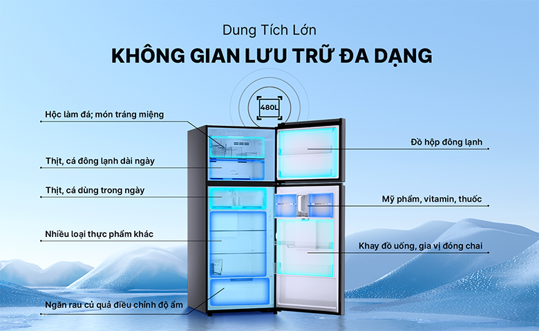 Tủ lạnh Aqua Biến tần 480 lít AQR-TA546FA(KGL)U1