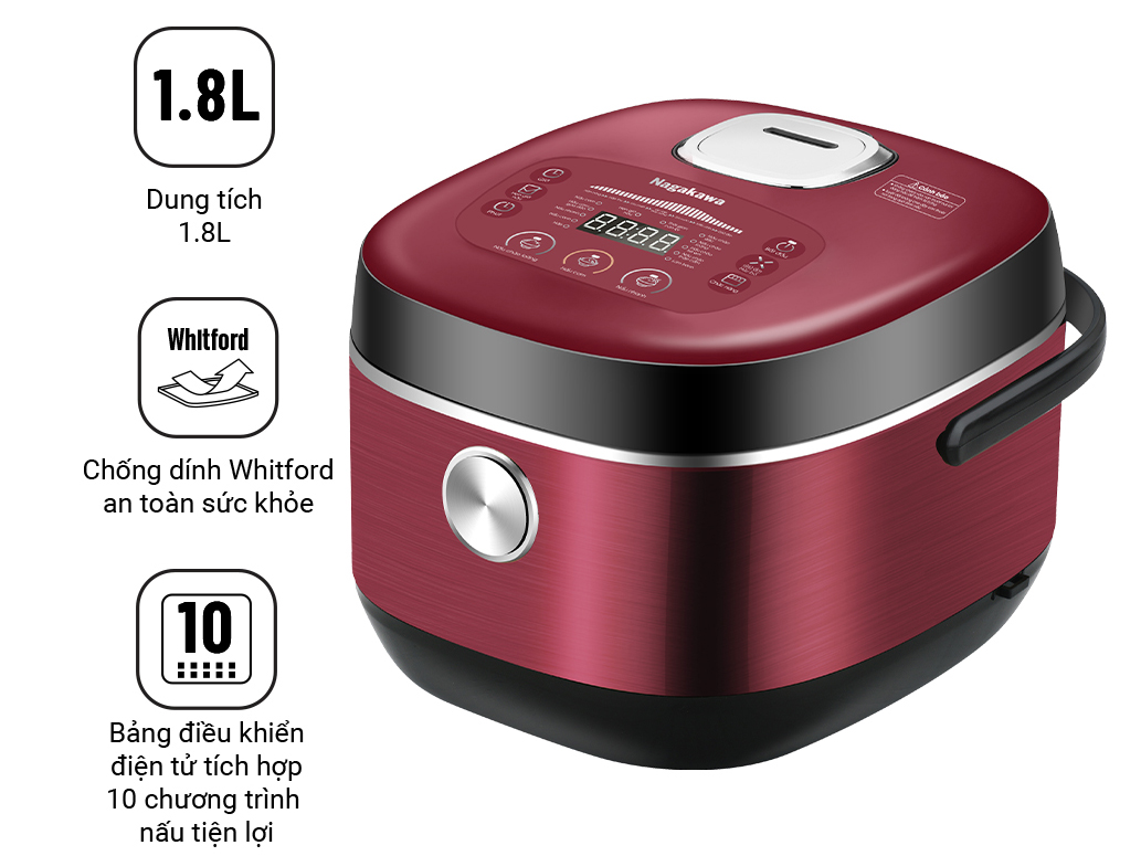 Nồi cơm điện tử lòng niêu Nagakawa NAG0135 (1.8L - 900W)