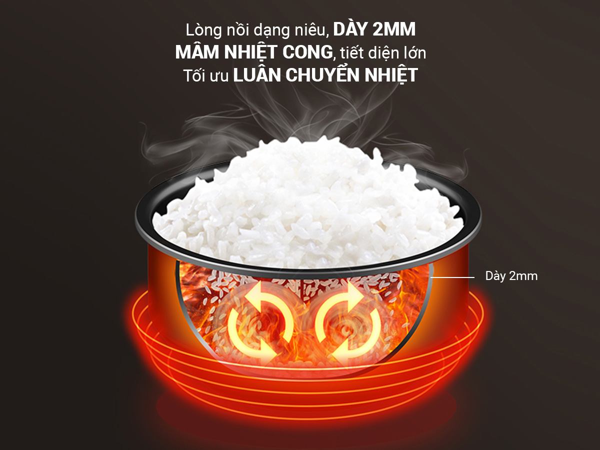 Nồi cơm điện tử lòng niêu Nagakawa NAG0135 (1.8L - 900W)