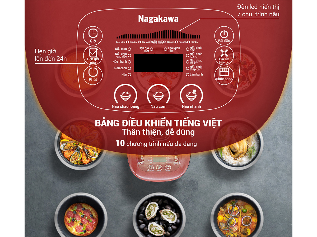 Nồi cơm điện tử lòng niêu Nagakawa NAG0135 (1.8L - 900W)