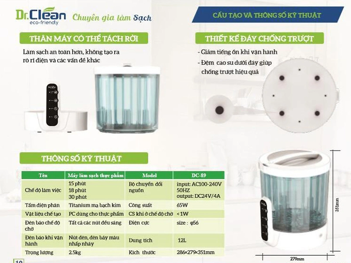 Máy làm sạch thực phẩm và khử trùng đa năng Dr. Clean DC89