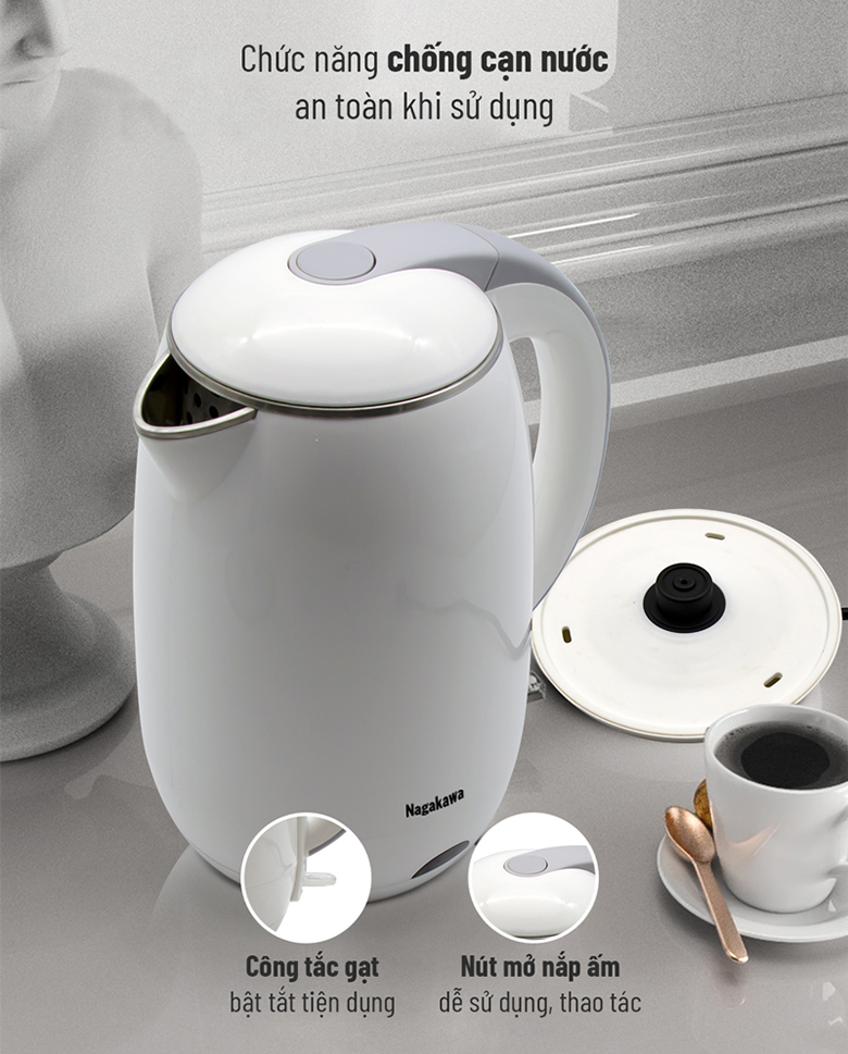 Ấm siêu tốc 1.8 lít Nagakawa NAG0314