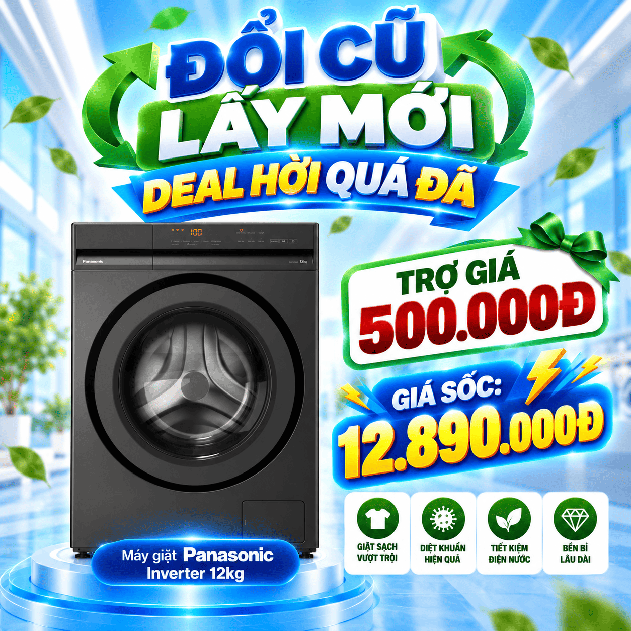 Máy giặt Panasonic Inverter 12 kg NA-24VDG1BVT