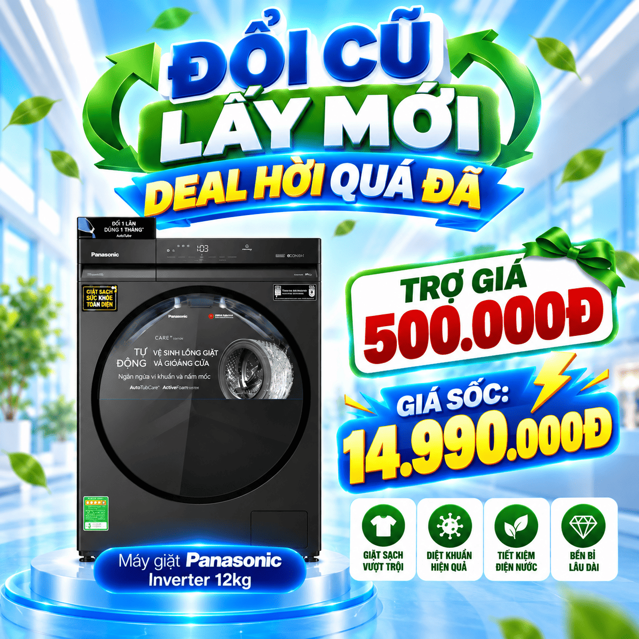 Máy giặt Panasonic Inverter 12 kg NA-24VDW1BVT