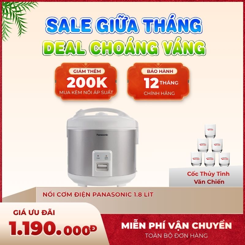 Nồi cơm điện nắp gài Panasonic 1.8 lít MVN18LRAX