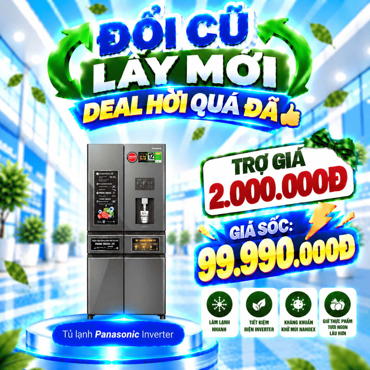 Tủ lạnh Panasonic Inverter 650 lít PRIME+ Edition Multi Door NR-WY720ZMMV