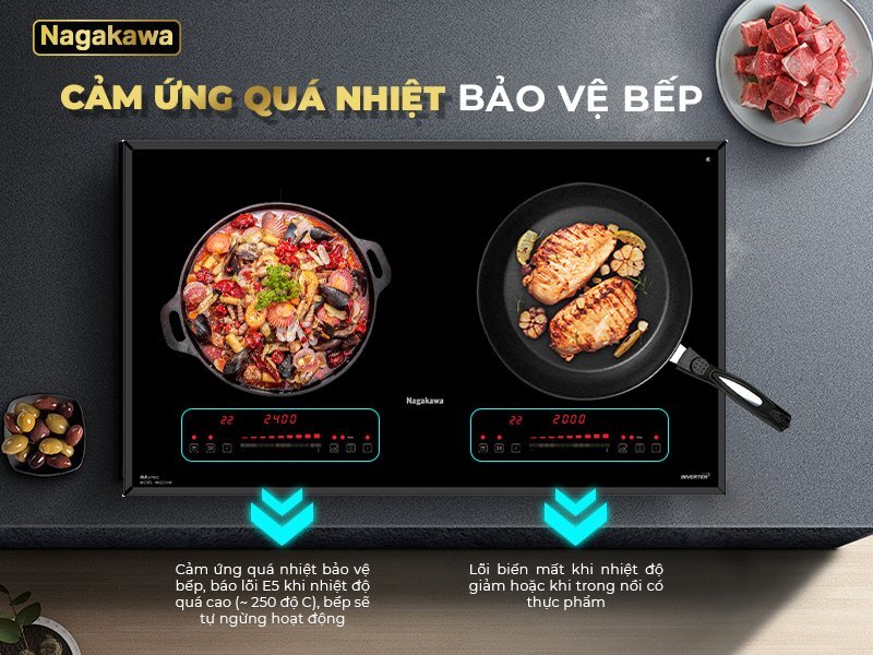 Bếp từ đôi Inverter Nagakawa NK2C15MB