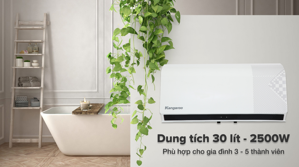Bình nóng lạnh gián tiếp Kangaroo 30 lít 2500W KG79A3