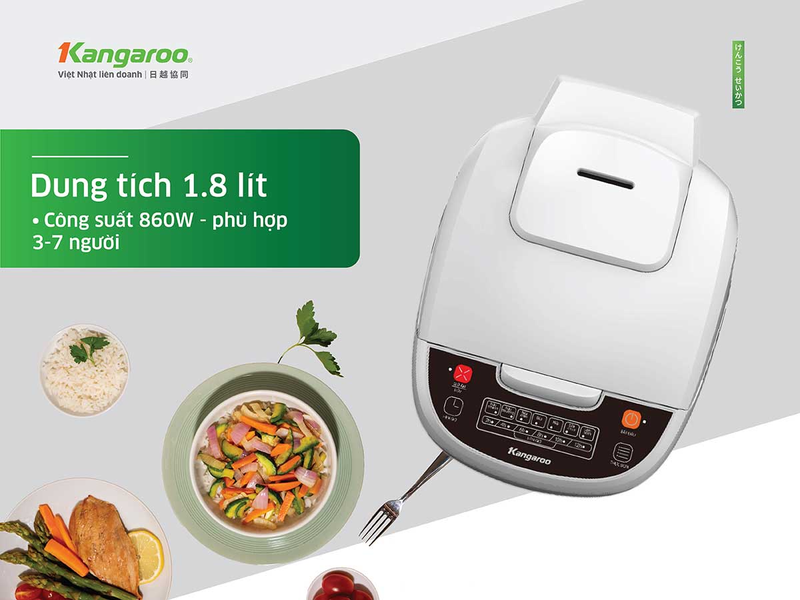 Nồi cơm điện tử Kangaroo 1.8 lít KG18RCE2