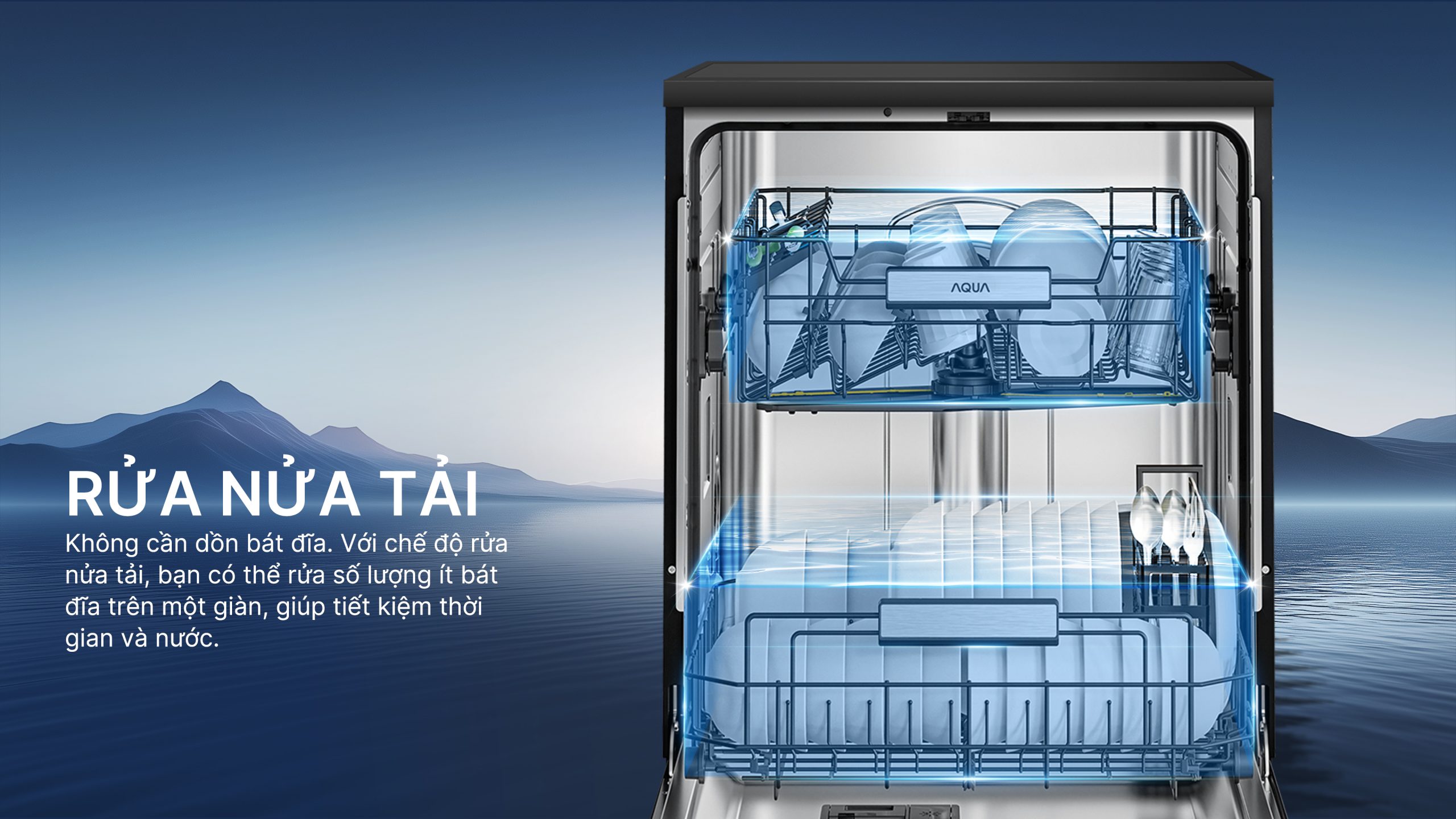 Máy rửa chén độc lập Aqua ADWA15-686BK3VN