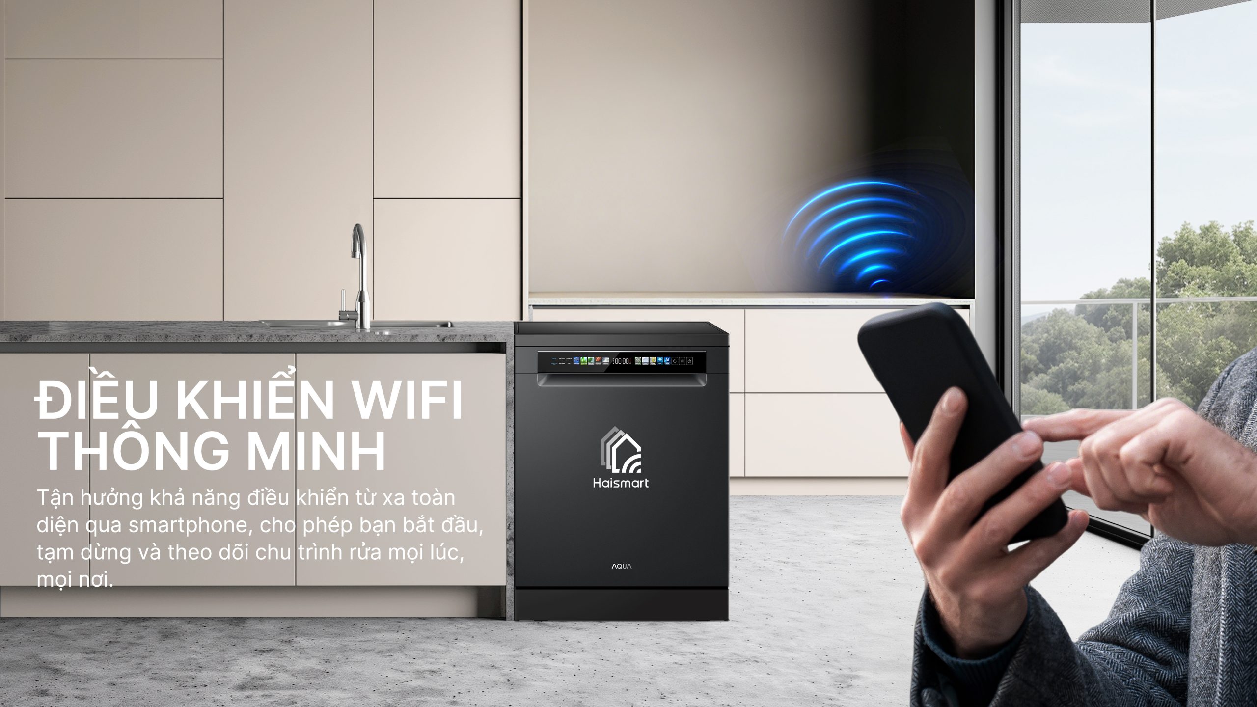 Máy rửa chén độc lập Aqua ADWA15-686BK3VN