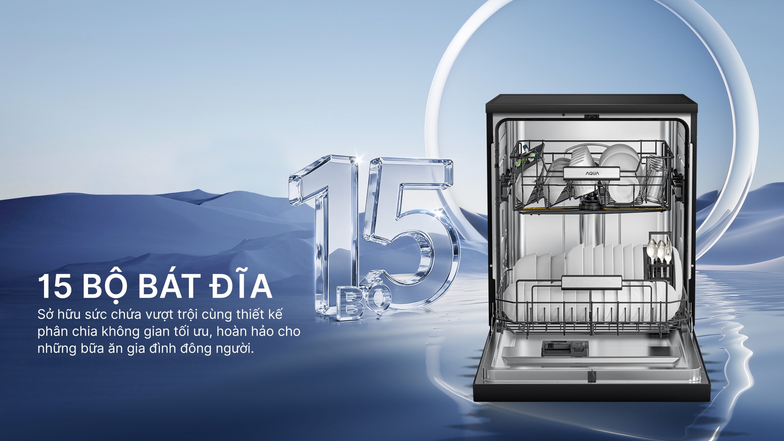 Máy rửa chén độc lập Aqua ADWA15-686BK3VN