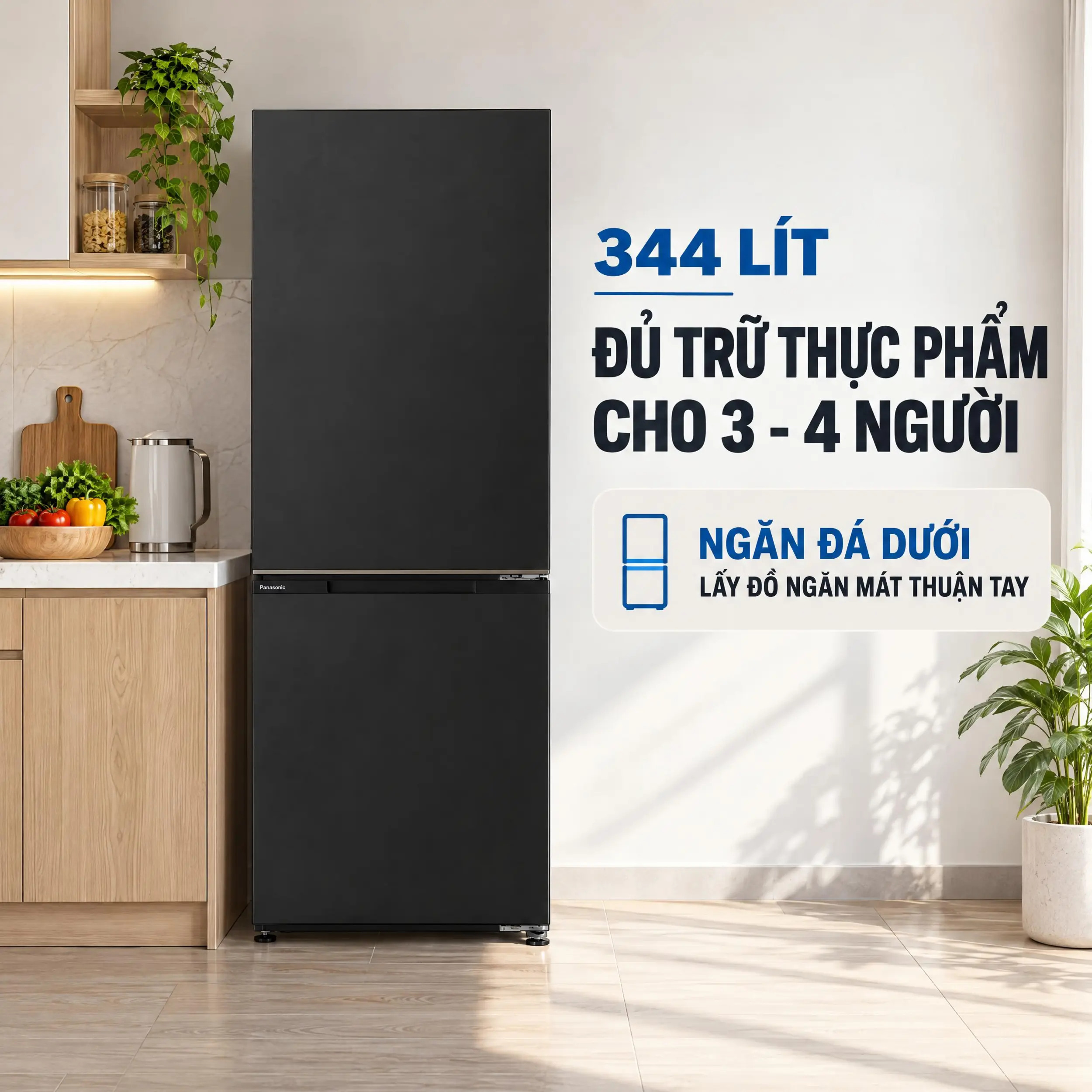 Tủ lạnh Panasonic Inverter 344 lít NR-BV372BWKV