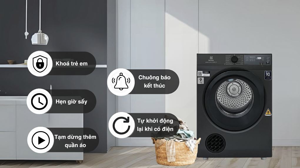 Máy sấy quần áo thông hơi Electrolux UltimateCare 9 kg EDS904N3SC
