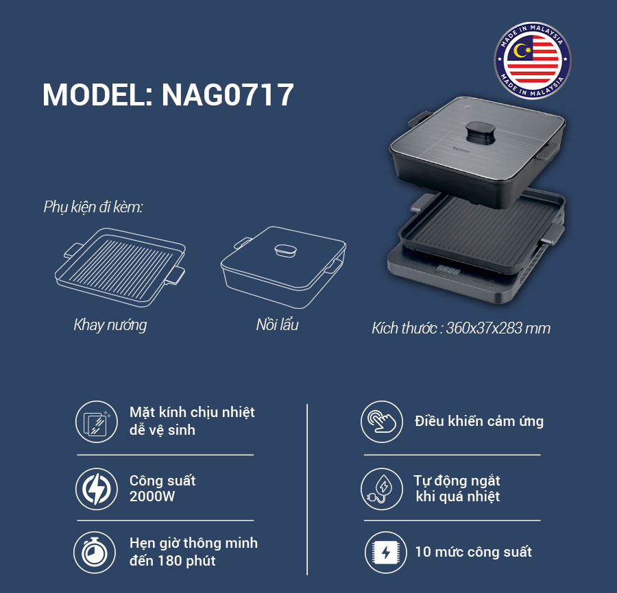 Bếp điện từ đa năng Nagakawa NAG0717