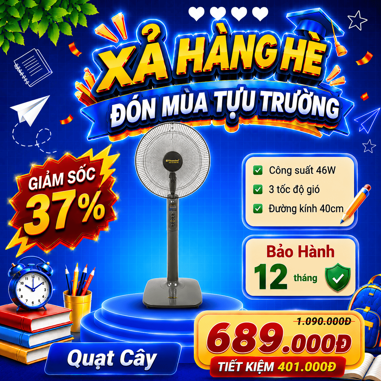 Quạt đứng Vinawind QD400MS