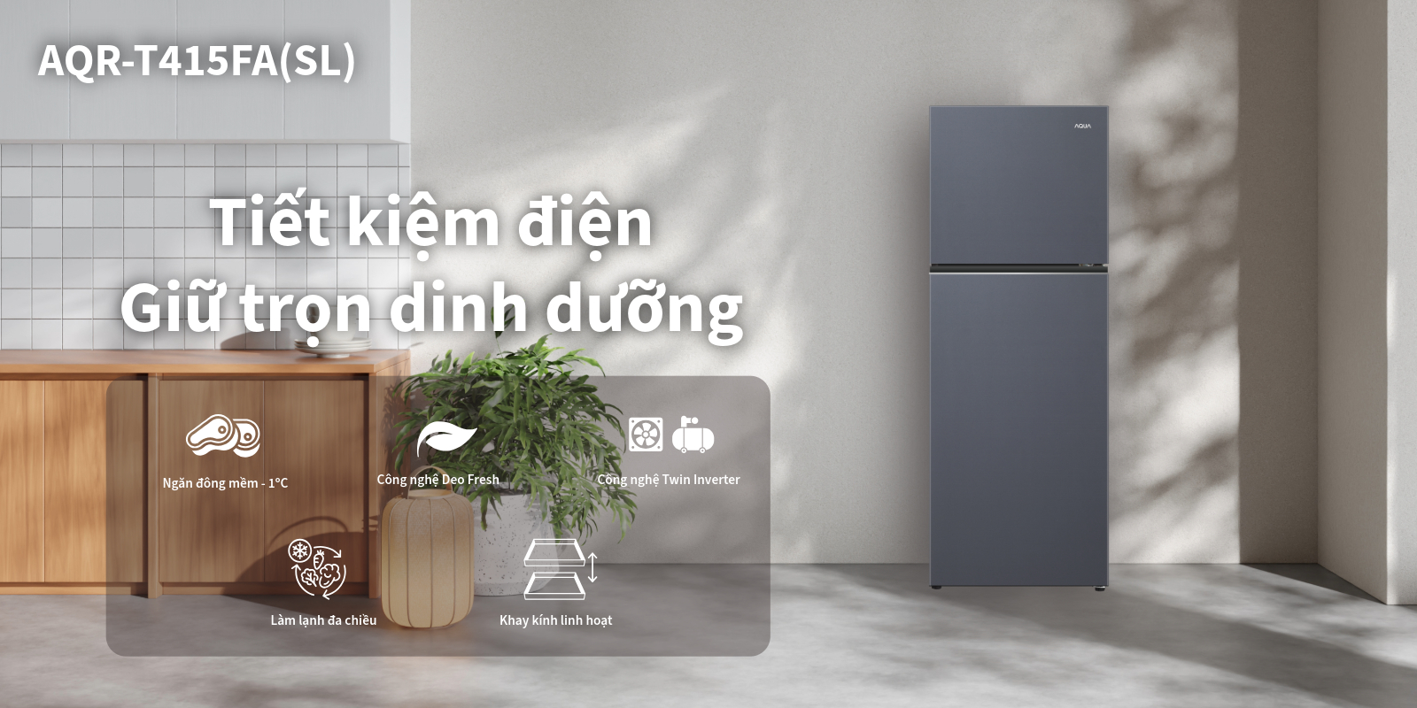 Tủ lạnh Aqua Inverter 350 lít AQR-T415FA(SL)