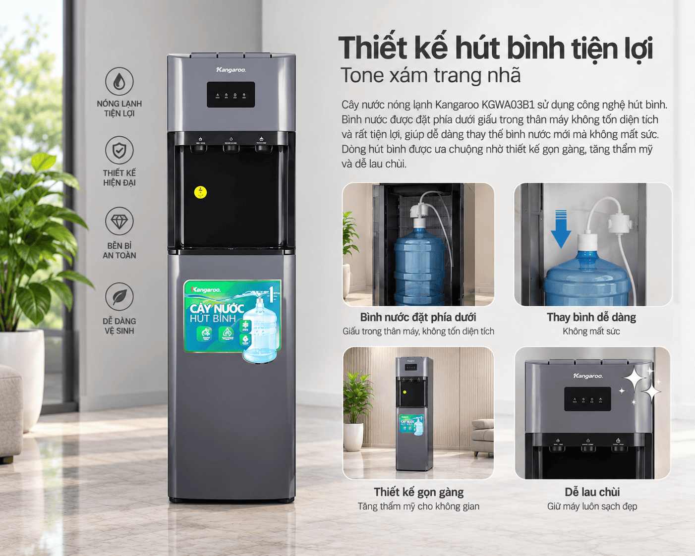 Cây nước nóng lạnh Kangaroo KGWA03B1