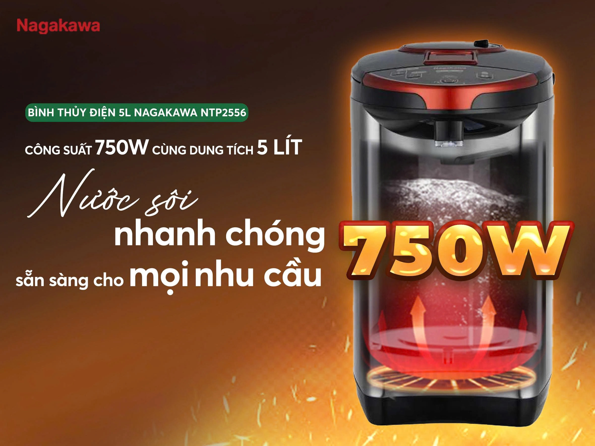 Bình thuỷ điện 5L Nagakawa NTP2556