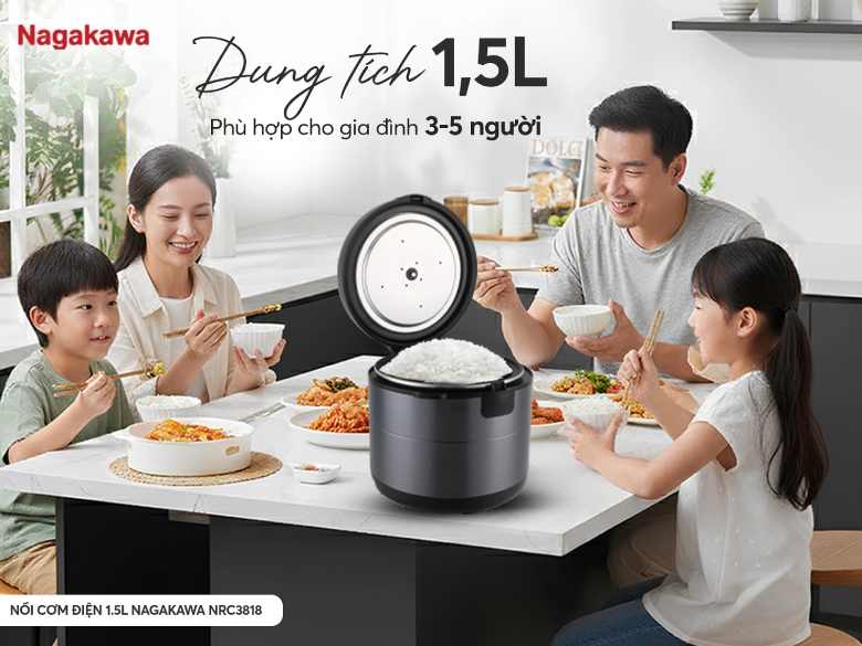 Nồi cơm điện Nagakawa 1.5 lít NRC3818