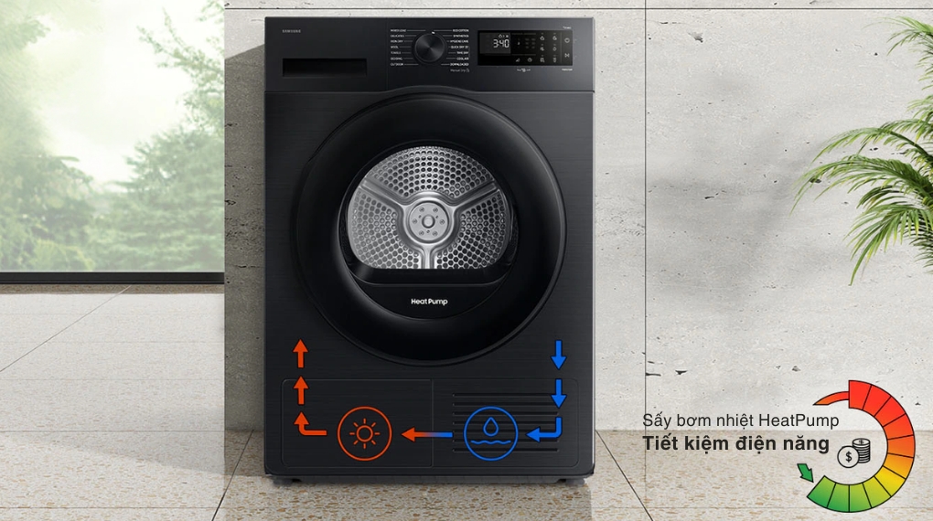 Máy sấy quần áo bơm nhiệt Samsung 9 kg DV90CGC2A0ABSV