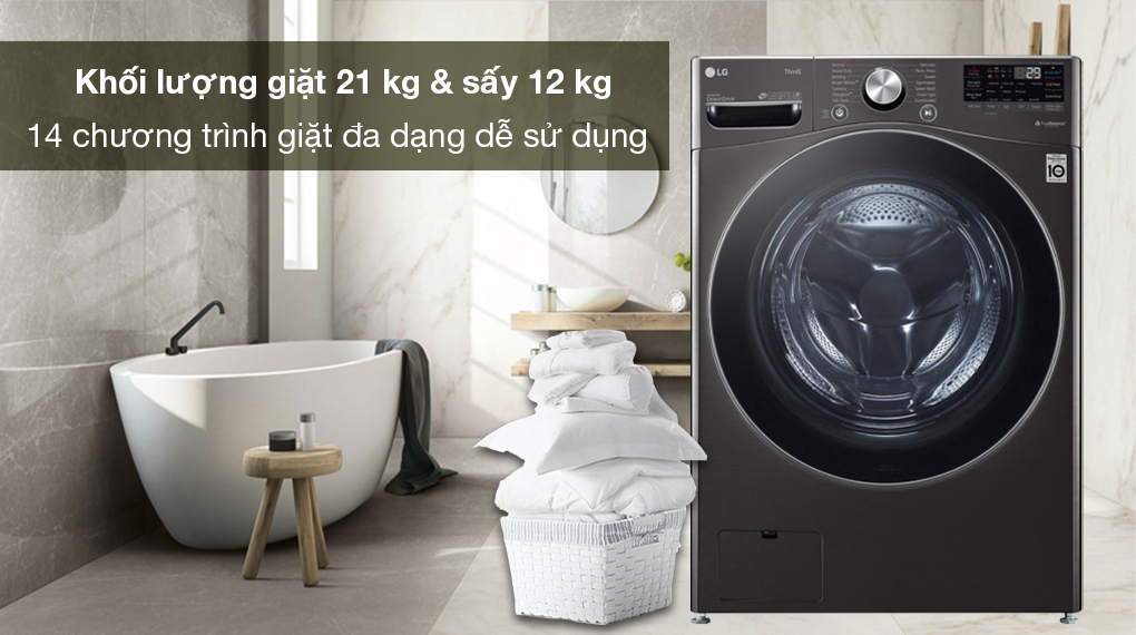 Máy giặt sấy LG AI DD Inverter giặt 21 kg - sấy 12 kg F2721HVRB