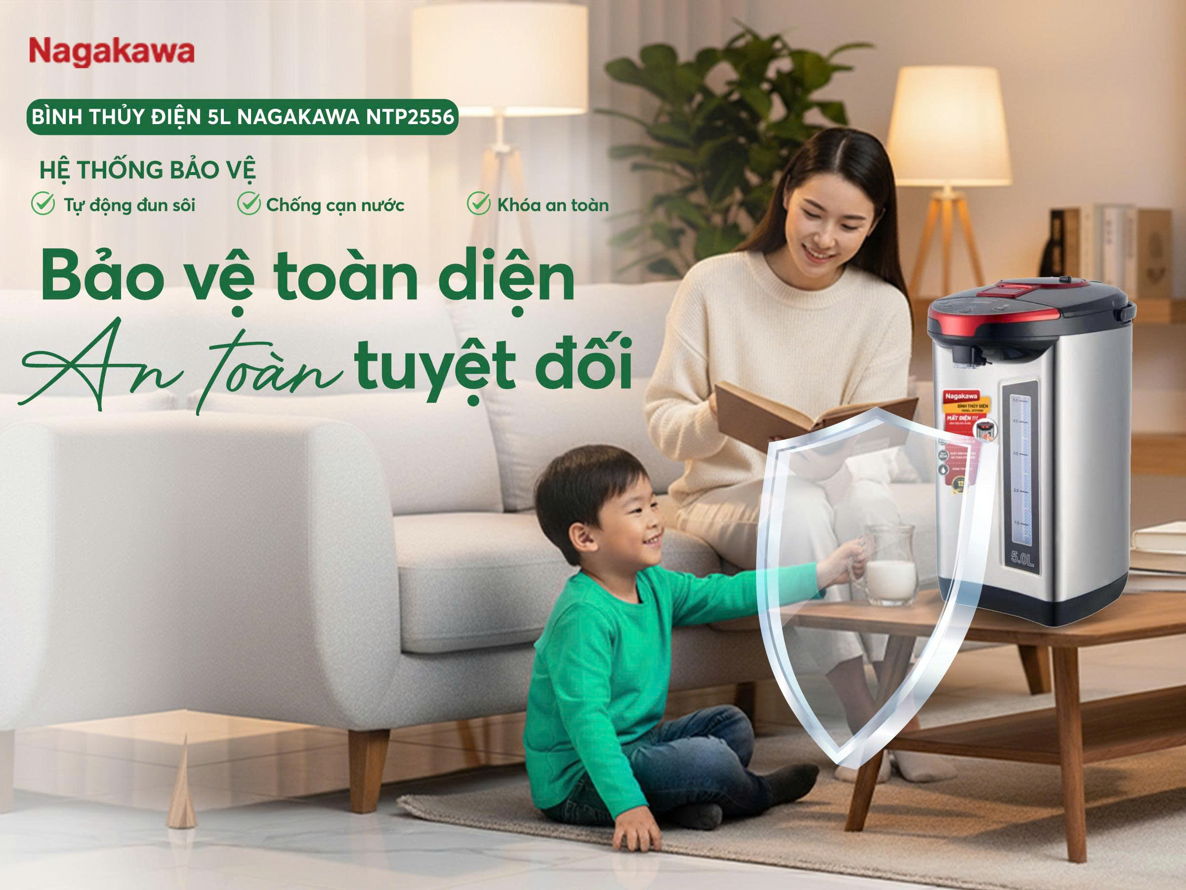 Bình thuỷ điện 5L Nagakawa NTP2556