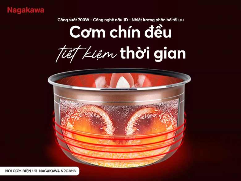 Nồi cơm điện Nagakawa 1.5 lít NRC3818