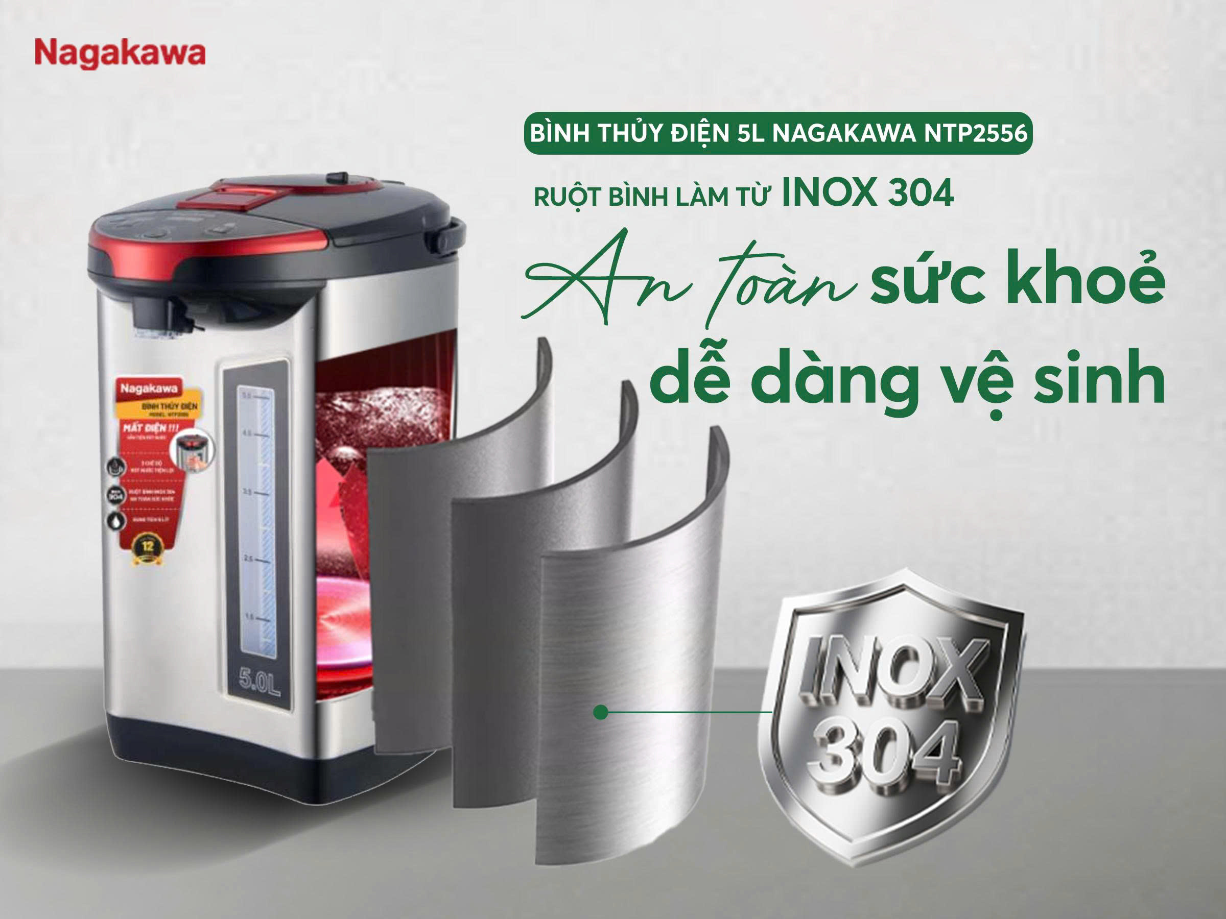 Bình thuỷ điện 5L Nagakawa NTP2556