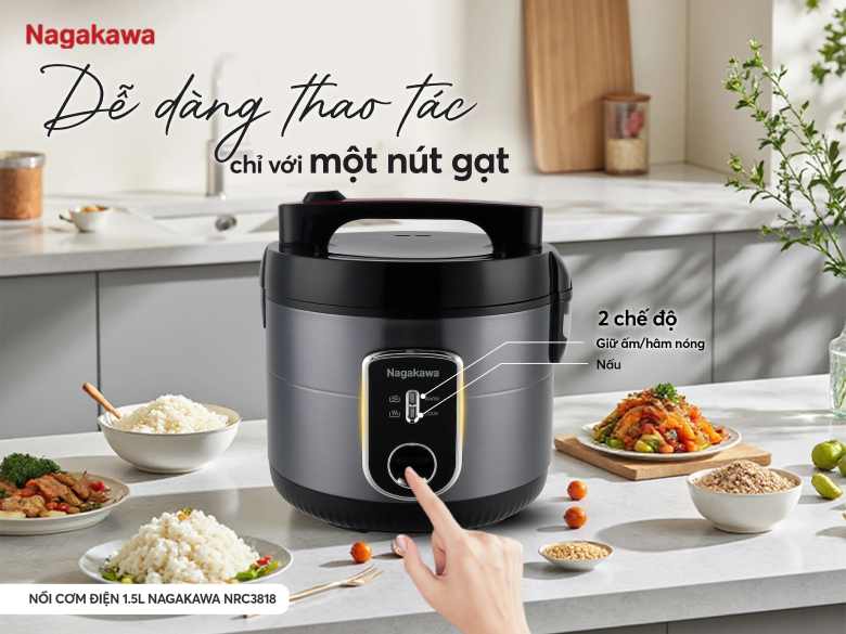 Nồi cơm điện Nagakawa 1.5 lít NRC3818