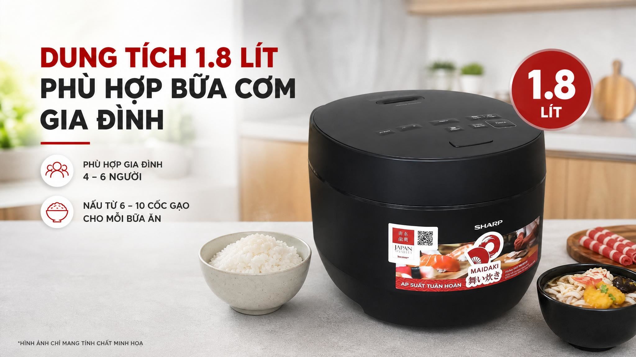 Nồi cơm điện tử áp suất Sharp 1.8 lít KS-TW181V-B