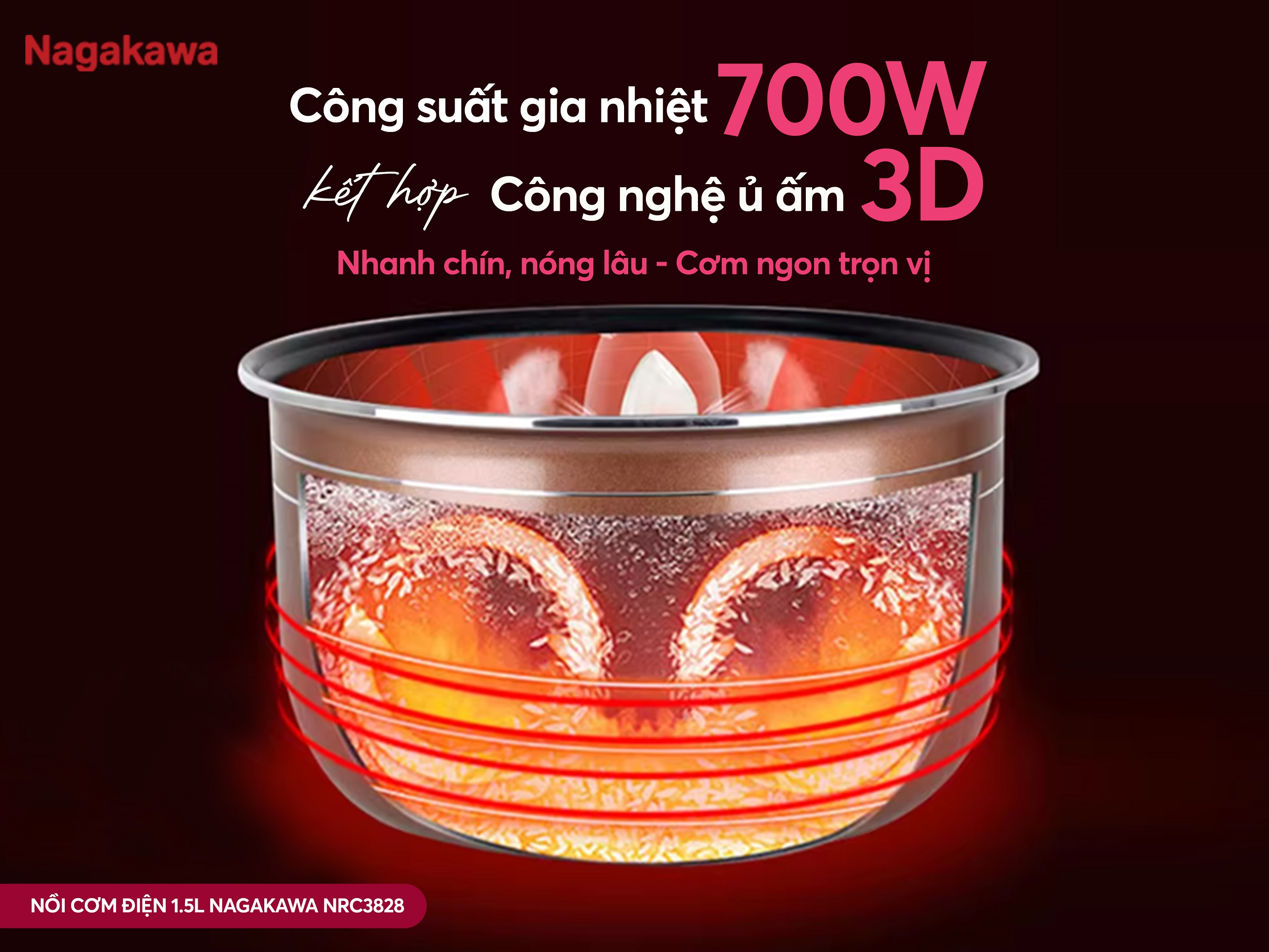 Nồi cơm điện 1.5L Nagakawa NRC3828