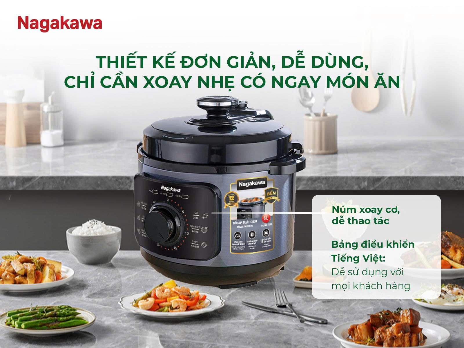 Nồi áp suất điện Nagakawa NEP5226