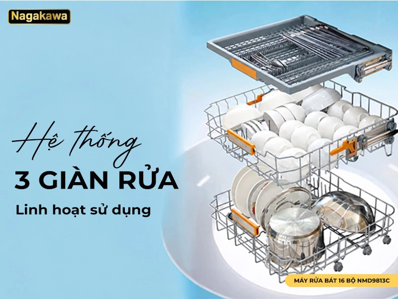 Máy rửa bát 16 bộ Nagakawa NMD9813C