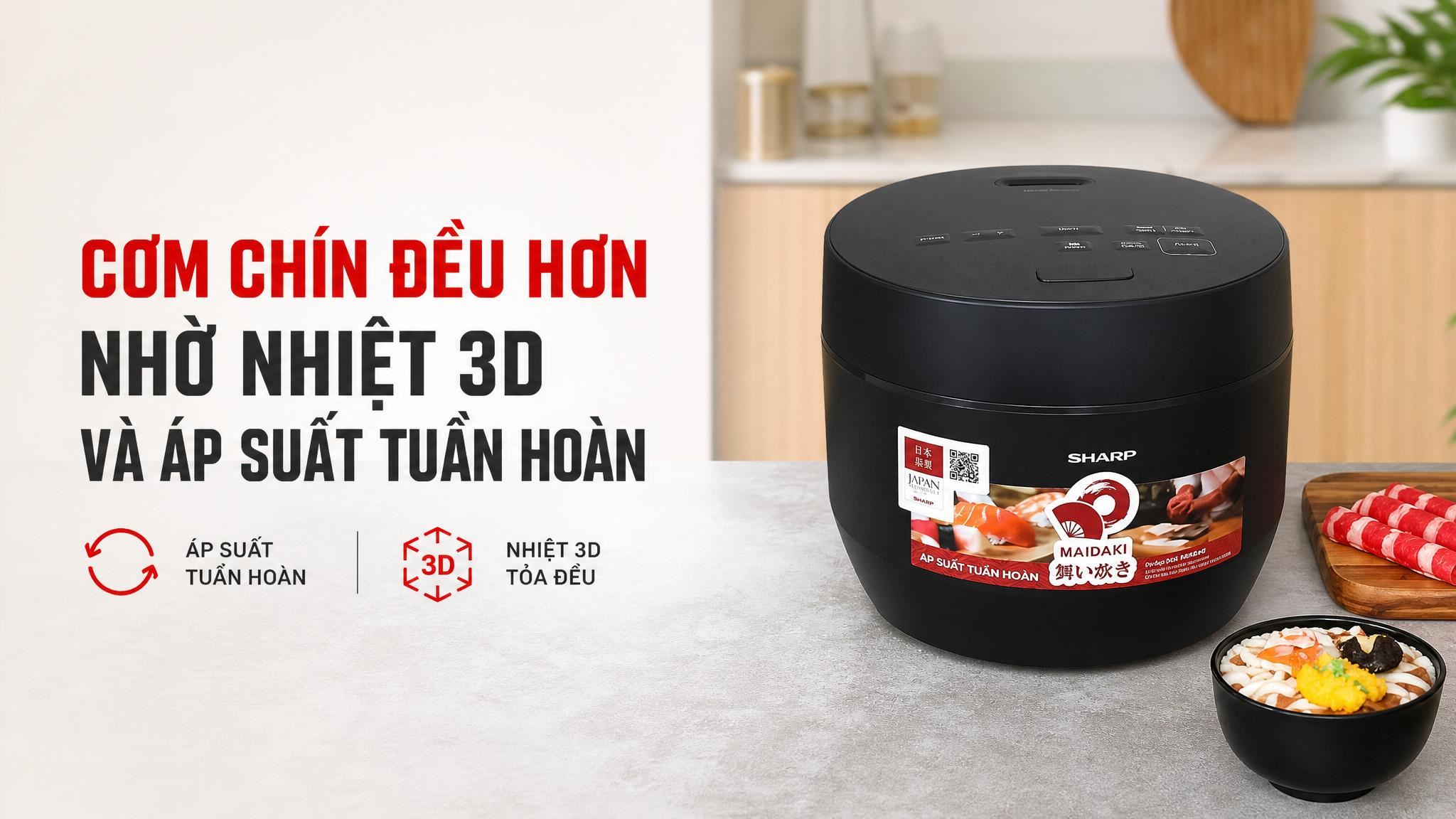 Nồi cơm điện tử áp suất Sharp 1.8 lít KS-TW181V-B