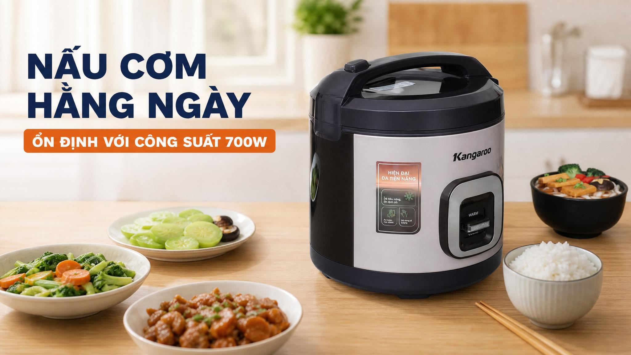 Nồi cơm điện nắp gài Kangaro 2.2 lít KGRC22M5G