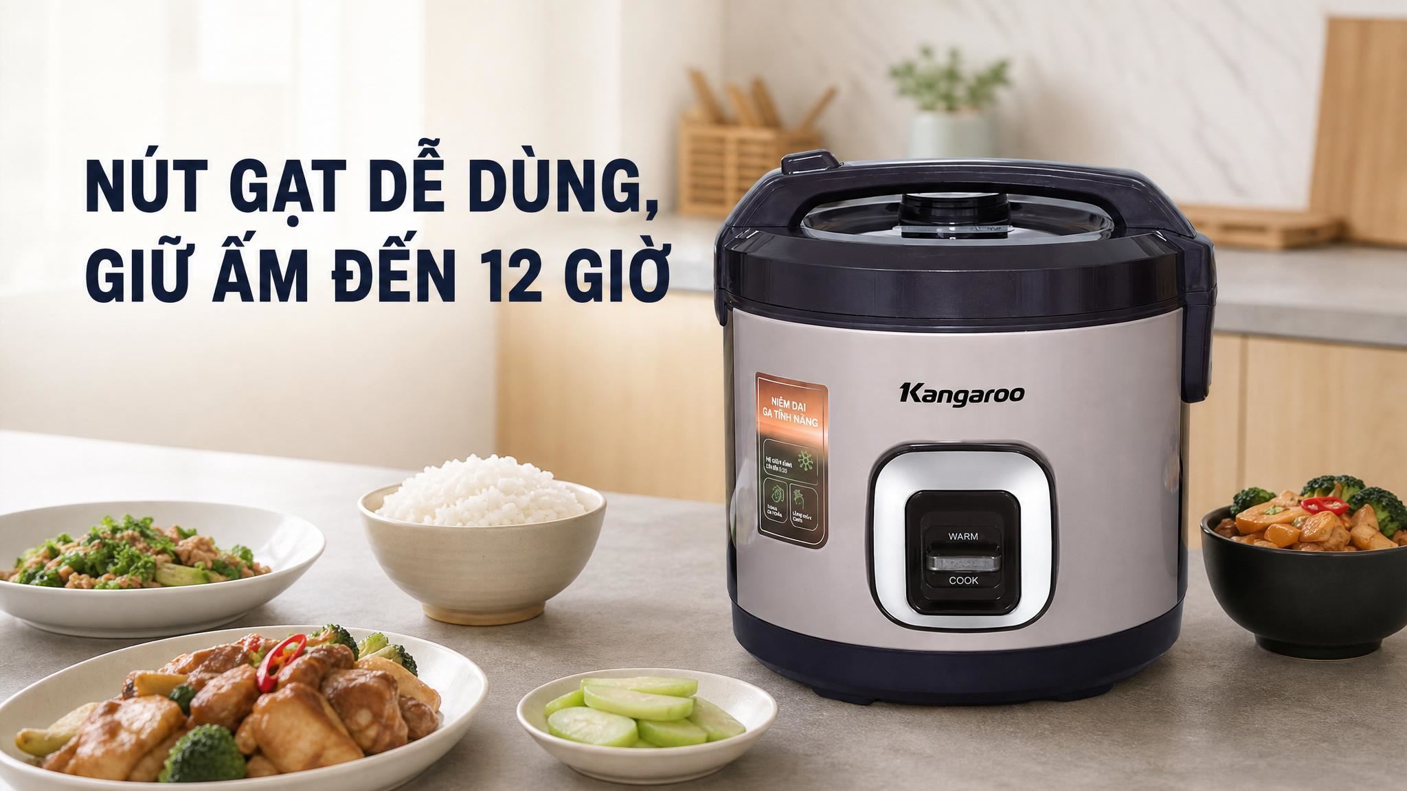 Nồi cơm điện nắp gài Kangaro 2.2 lít KGRC22M5G