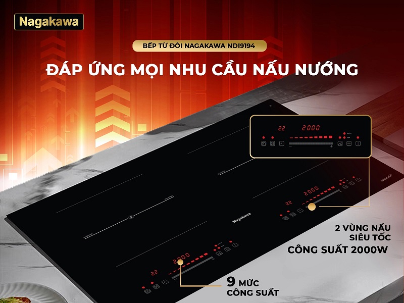 Bếp điện từ đôi Inverter Nagakawa NDI9194
