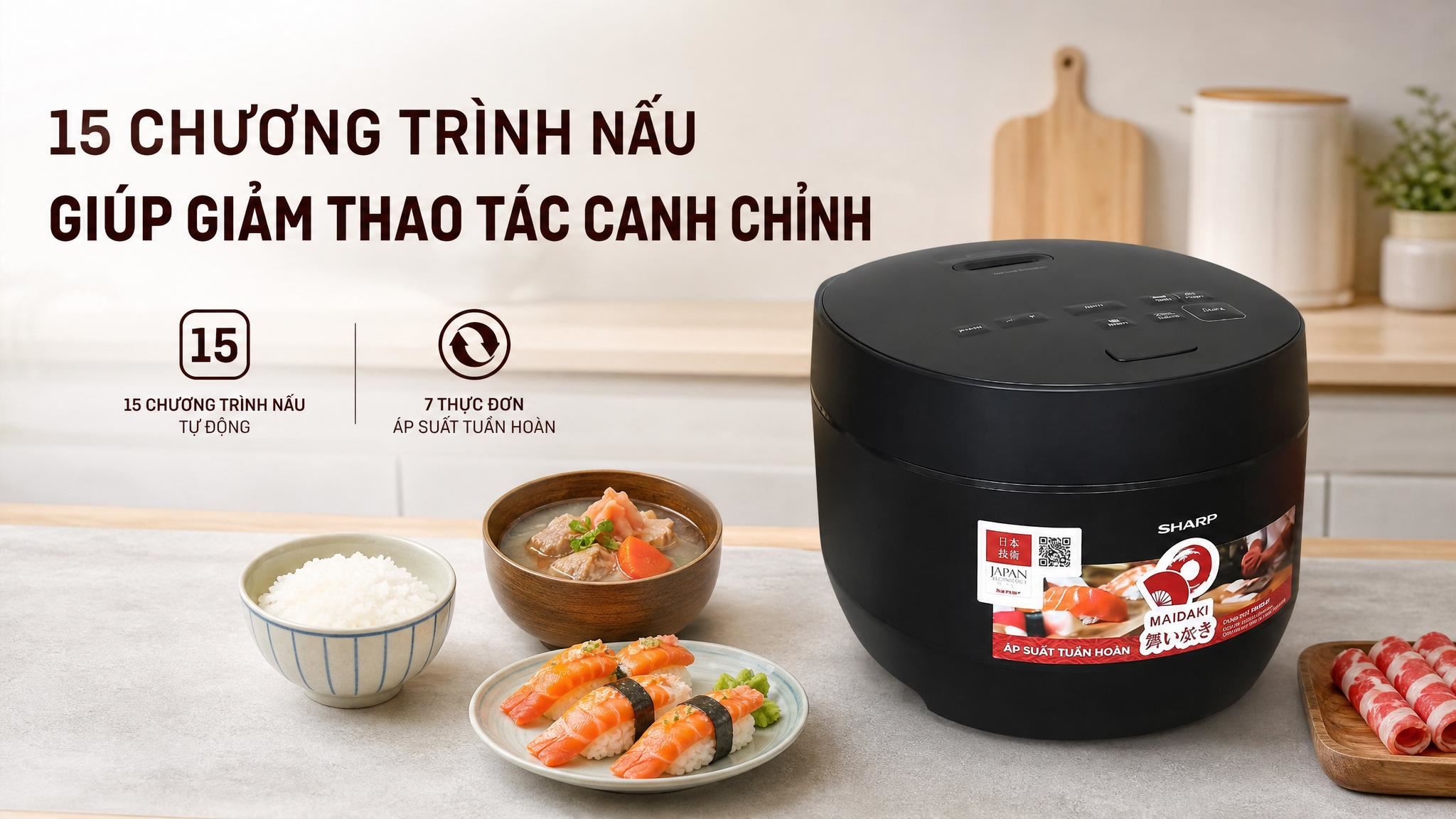 Nồi cơm điện tử áp suất Sharp 1.8 lít KS-TW181V-B