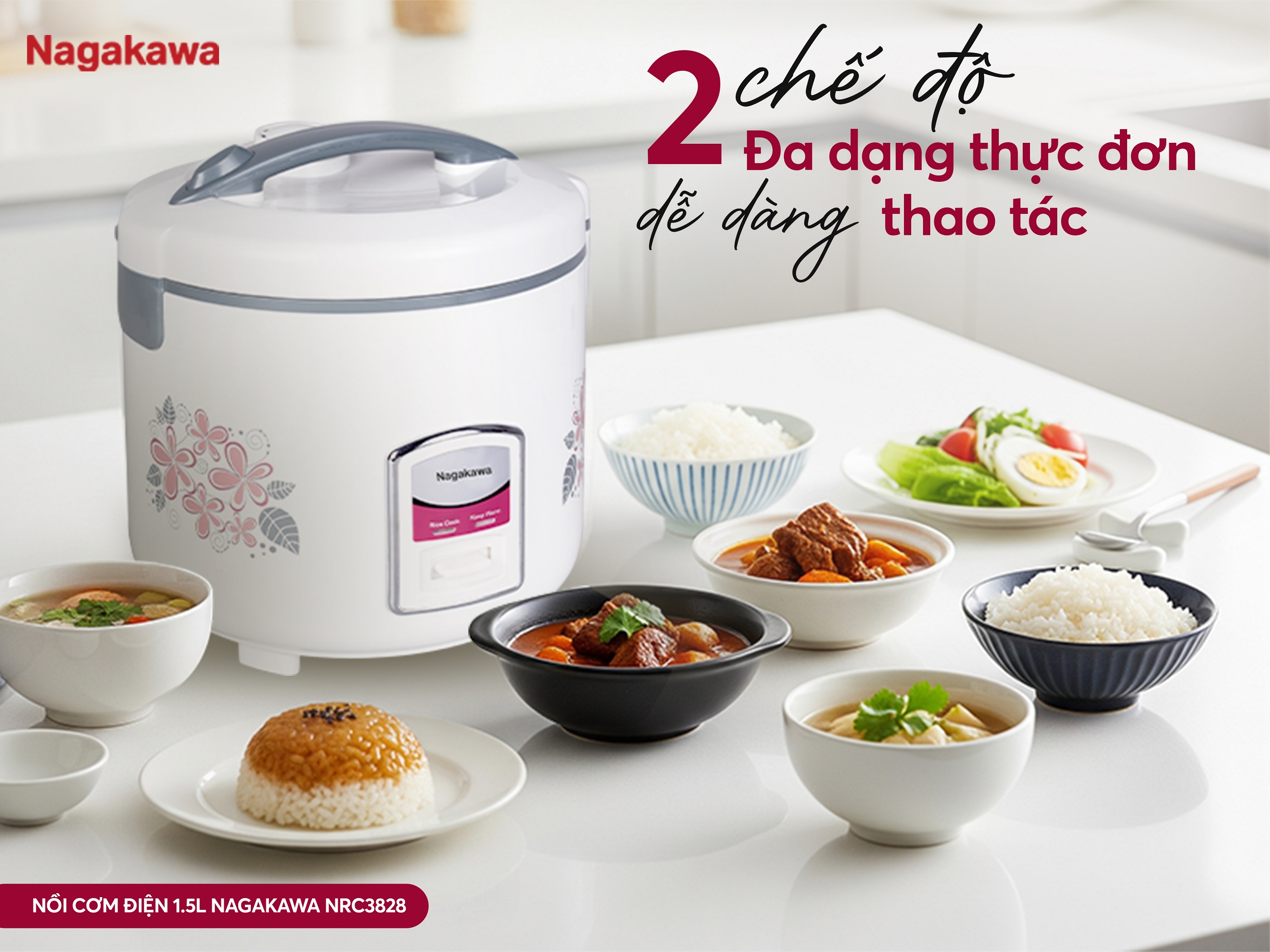 Nồi cơm điện 1.5L Nagakawa NRC3828